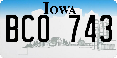 IA license plate BCO743