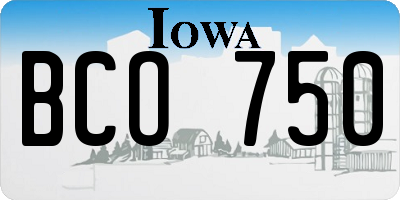 IA license plate BCO750