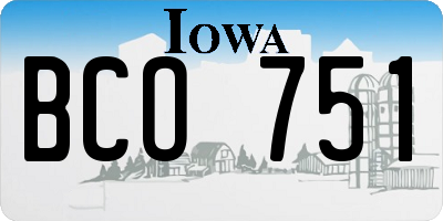 IA license plate BCO751