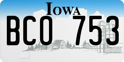 IA license plate BCO753