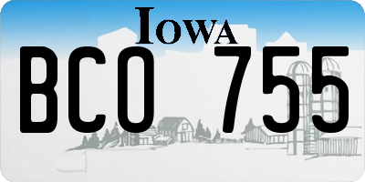IA license plate BCO755