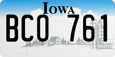 IA license plate BCO761