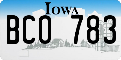 IA license plate BCO783