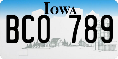 IA license plate BCO789