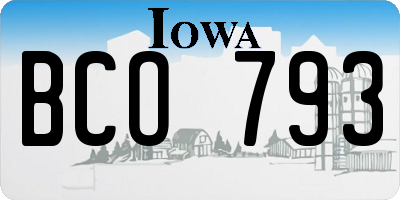 IA license plate BCO793
