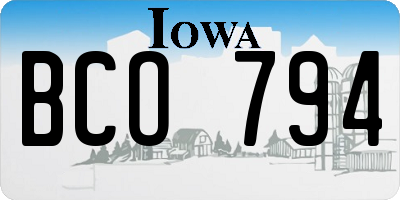 IA license plate BCO794