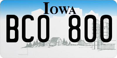 IA license plate BCO800