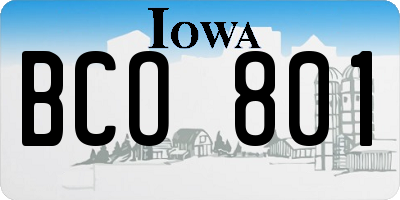 IA license plate BCO801