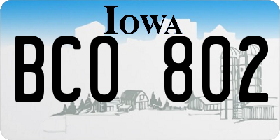 IA license plate BCO802