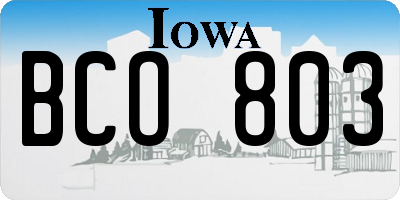 IA license plate BCO803