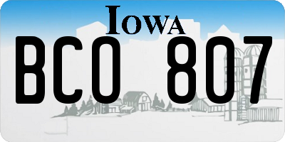 IA license plate BCO807