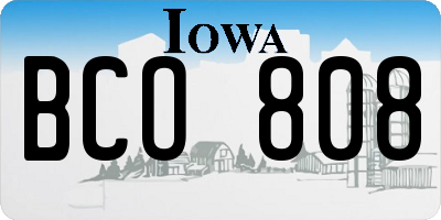 IA license plate BCO808