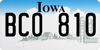 IA license plate BCO810
