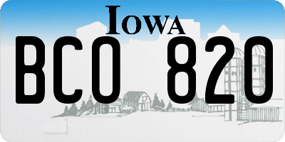 IA license plate BCO820