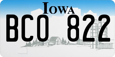 IA license plate BCO822