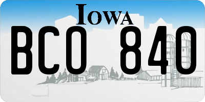IA license plate BCO840