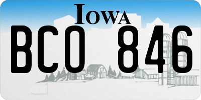 IA license plate BCO846