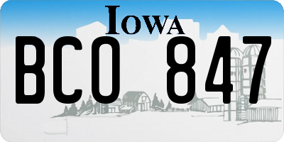 IA license plate BCO847