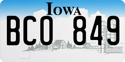 IA license plate BCO849