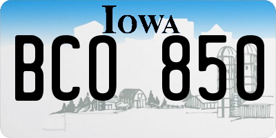 IA license plate BCO850