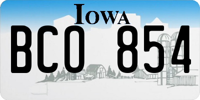 IA license plate BCO854