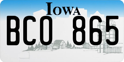 IA license plate BCO865