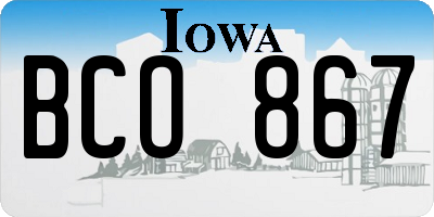 IA license plate BCO867