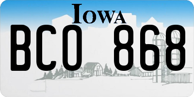 IA license plate BCO868