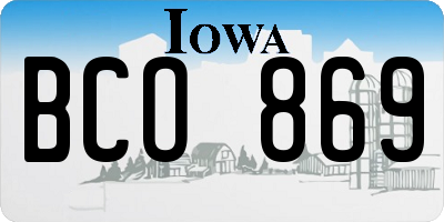 IA license plate BCO869