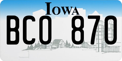 IA license plate BCO870