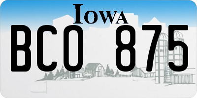 IA license plate BCO875