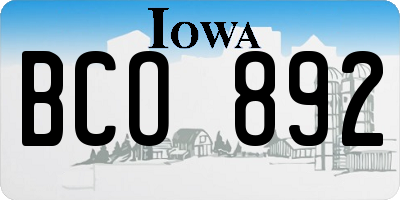 IA license plate BCO892