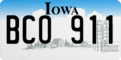 IA license plate BCO911