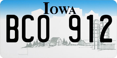 IA license plate BCO912