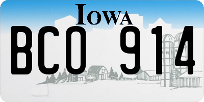 IA license plate BCO914