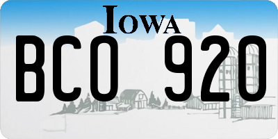 IA license plate BCO920