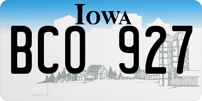 IA license plate BCO927