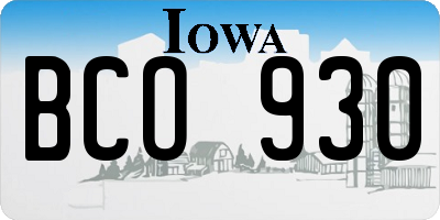 IA license plate BCO930