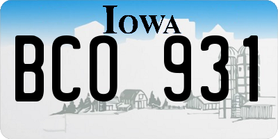 IA license plate BCO931