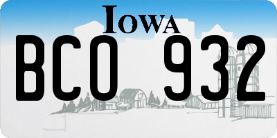 IA license plate BCO932