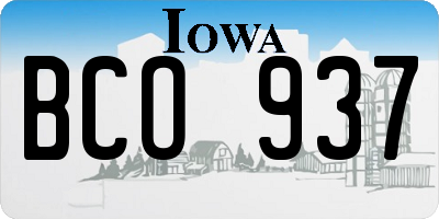 IA license plate BCO937