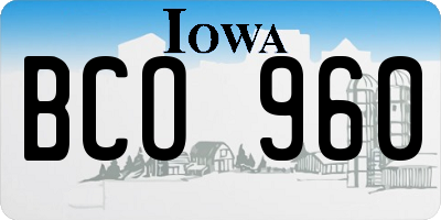 IA license plate BCO960
