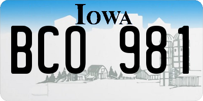 IA license plate BCO981