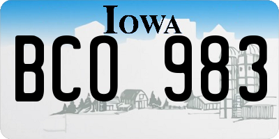 IA license plate BCO983