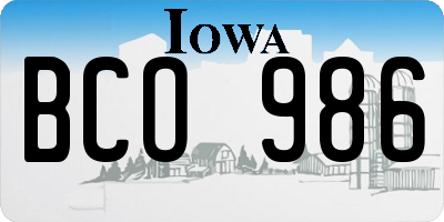 IA license plate BCO986
