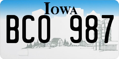 IA license plate BCO987