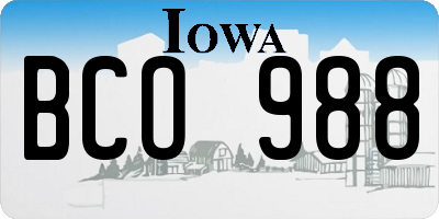 IA license plate BCO988