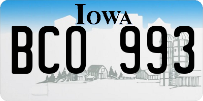 IA license plate BCO993