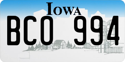 IA license plate BCO994