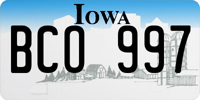 IA license plate BCO997